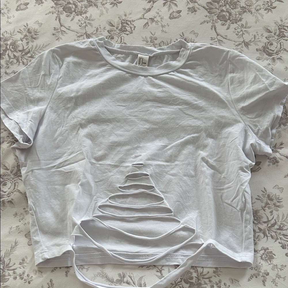 Chic White Cut-Out Women's Tee